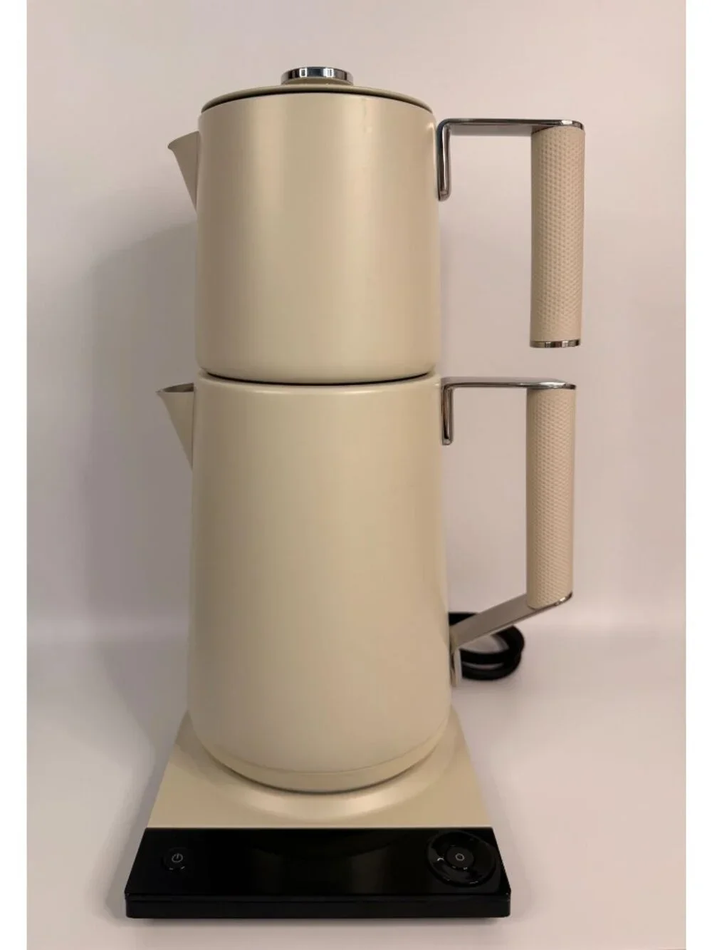 SAKI Turkish Tea Maker Pro - Pearl White 1.75L Electric Kettle Digital Display
